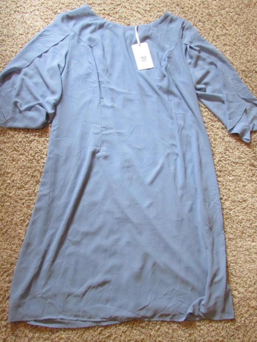 NWT Grace Karin 16 Light Blue Chiffon Split Sleeve Dress Below Knee Flowy Sleeve